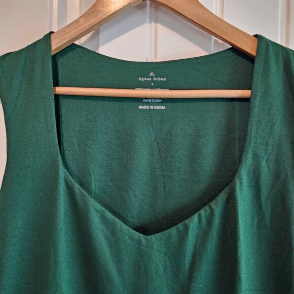 Agnes Urban Blouse Womens Large Green V-neck Sleeveless Stretch Soft Neutral - Picture 3 of 7